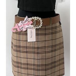 Juicy Couture Brown Belt With Gold JC Buckle S/M NWT Bling Y2K Style Rhinestones